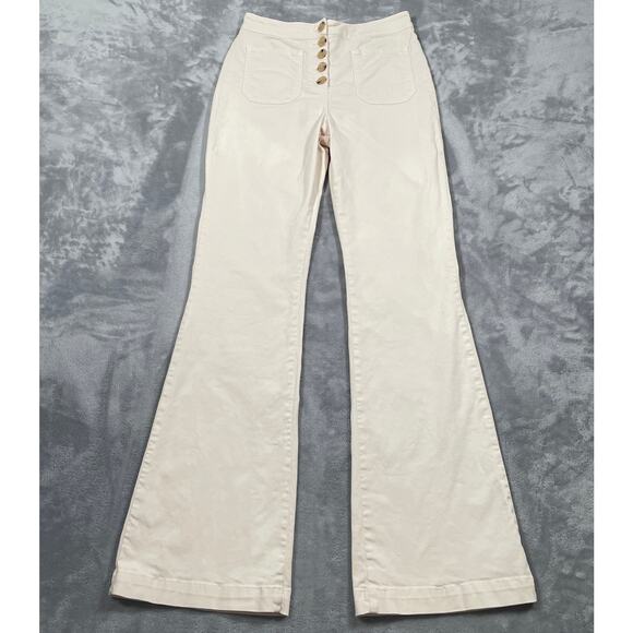 Paloma Wool Margherita Pants Medium 38 Cream Flared Coastal Boho Button Fly - Picture 1 of 12